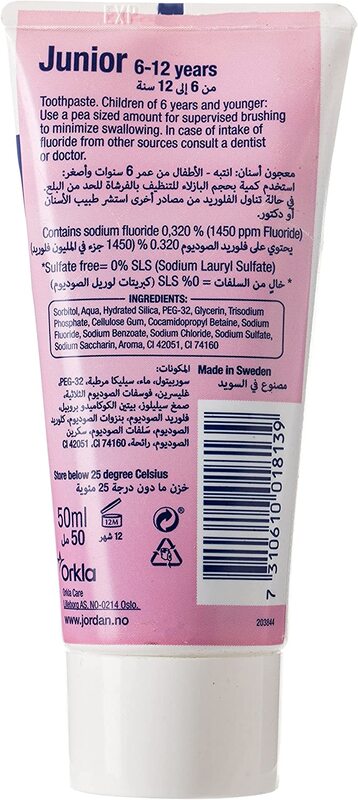 Jordan 50ml Junior Toothpaste for Kids