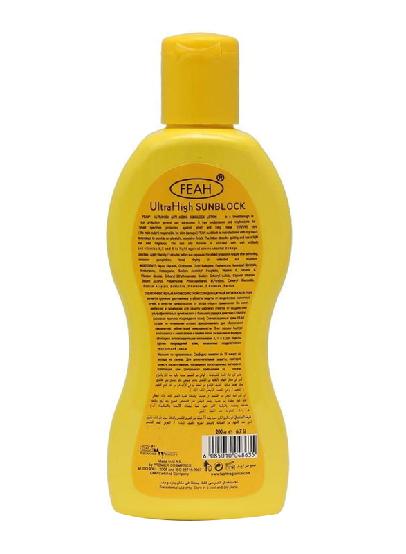 Feah Spf 60 Sunblock with Vitamin A,C & E, 200ml