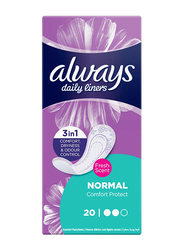 Always Daily Liners Comfort Protect Panty Liners With Fresh Scent, Normal, 20 Pieces