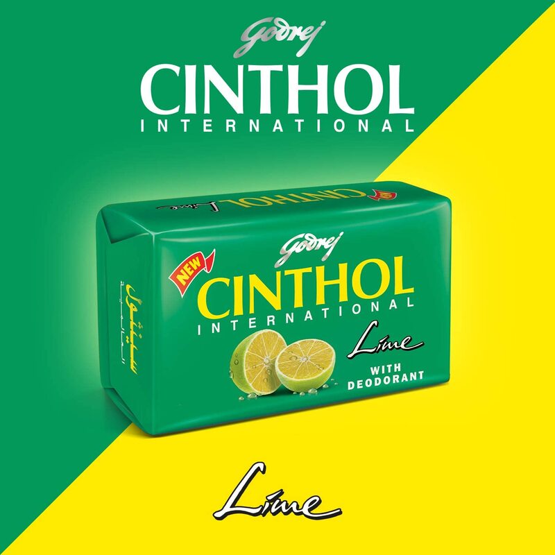 Godrej Cinthol Lime Bar Soap with 99.9% Germ Protection & Deodorant, 175g