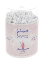 Johnson & Johnson Pure Cotton Buds, White, 200 Pieces