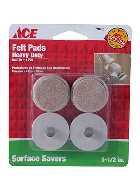 Ace Felt Pads, 4 Piece, White/Beige/Silver