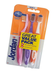 Jordan Advanced Cleaning Medium Manual Toothbrush Set, 8cm, 3 Pieces