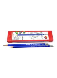 Faber-Castell 12 Pieces Hb Graphite Pencil with Eraser Tip, Blue