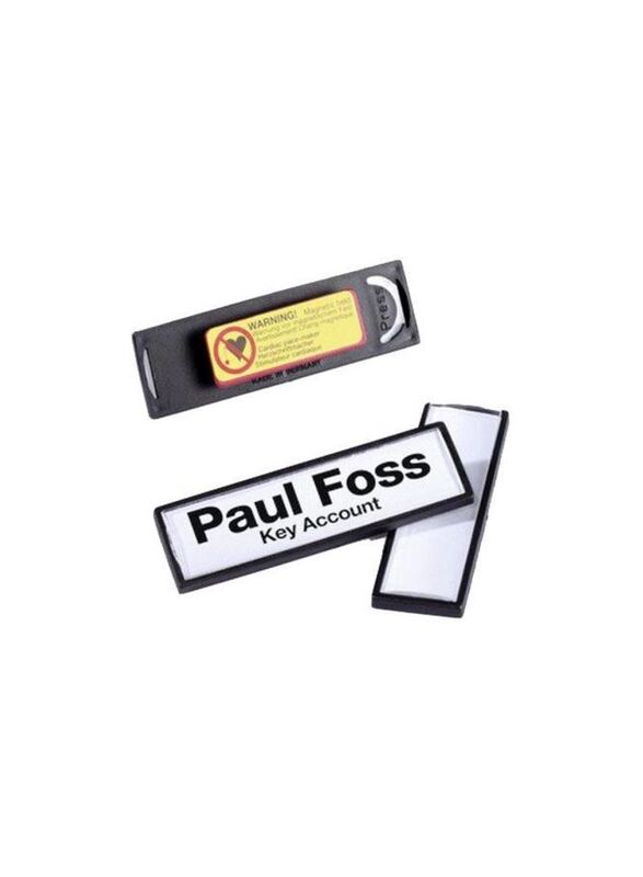 Durable Clip Card Magnetic Name Badge with Frame, Black