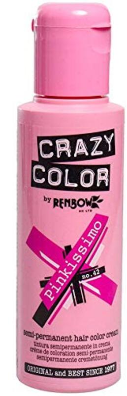 Renbow Crazy Color Semi Permanent Hair Dye Colour Cream, Pinkissimo, 100ml