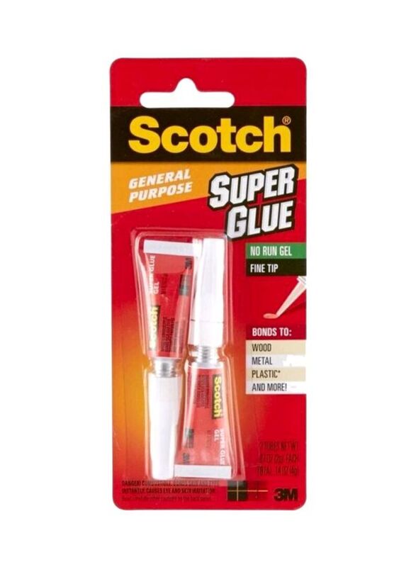3M 4g Scotch Super Glue Tube, 2 Pieces, Clear