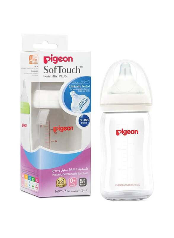 Pigeon Soft Touch Peristaltic Plus Feeding Bottle, 160ml, Assorted Colour