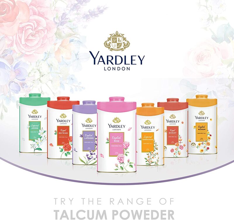 Yardley London English Rose Perfumed Talcum Powder, 250gm, White