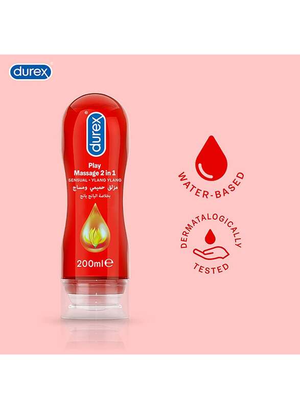 Durex Play Massage 2-in-1 Sensual Ylang Ylang Lubricant, Red, 200ml