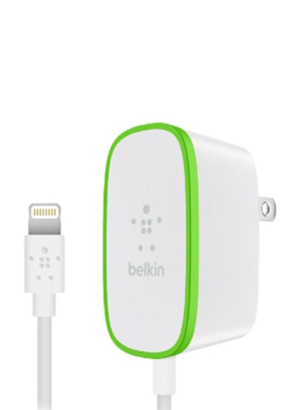 

Belkin Boost up Charger, Hardwired Home Charger with Lightning Cable & Quick Charger, White/Green