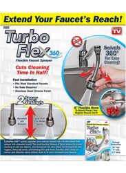 Turbo Flex 360 Instant Hands Free Faucet Swivel Spray Sink Hose, 6-inch, Silver
