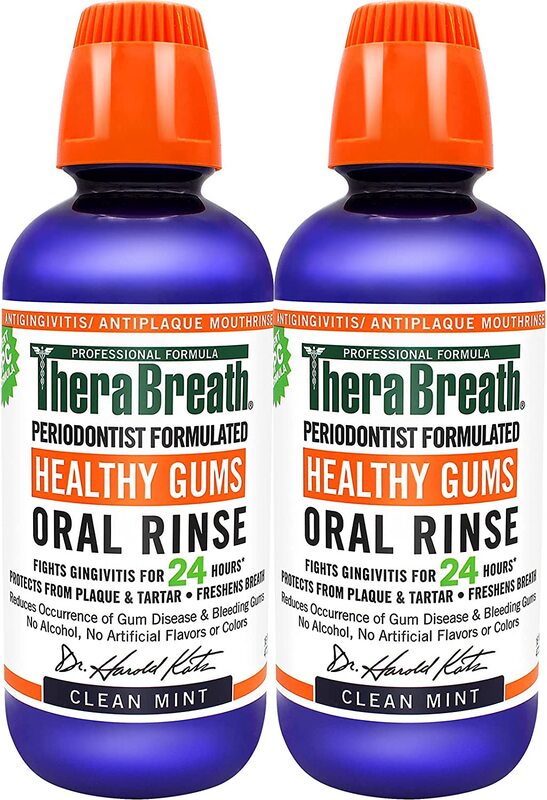 TheraBreaths Periodontist Formulated Healthy Gum Oral Rinse with Clean Mint Flavour, 2 x 16oz