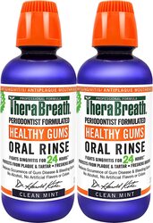 TheraBreaths Periodontist Formulated Healthy Gum Oral Rinse with Clean Mint Flavour, 2 x 16oz