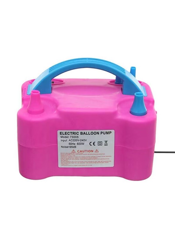 Lightweight Electric Balloon Inflator Pump with 4 Ports, Ages 6+, 21 x 14 x 17cm, Pink/Blue