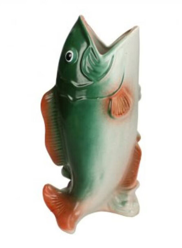 

Generic Fish Fine Earthenware Vase, Green/White