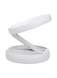 Foldable Magnification Makeup Mirror with Led Light, White
