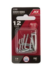 Ace 12-Piece Square Bend Screw Hooks, 25mm, Multicolour