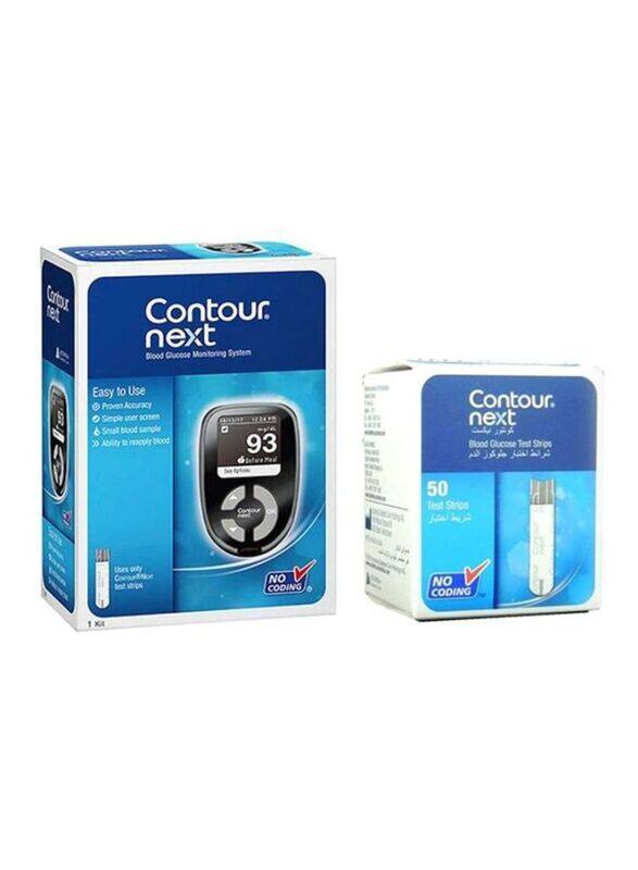 Bayer Contour Next Blood Glucose Monitoring System & Test Strips, Black/White