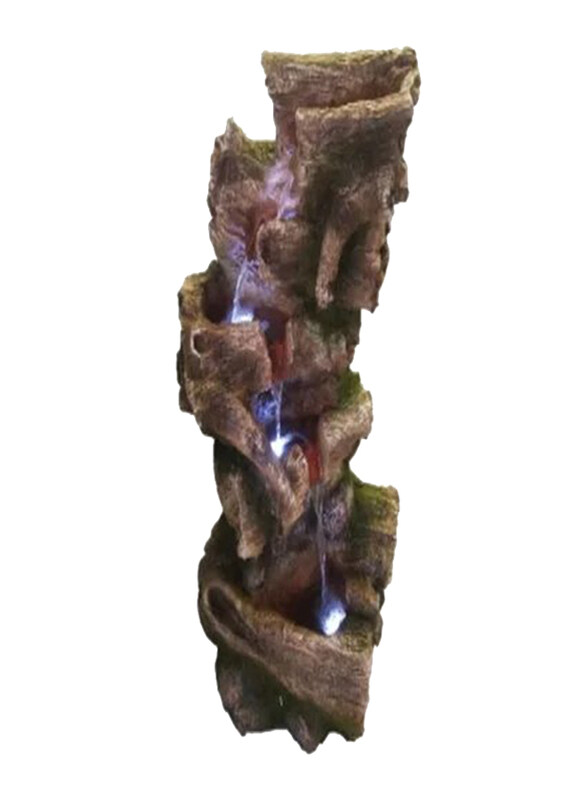 

Generic QY Polyresin Fountain with 4 Led lights and Pump, Brown