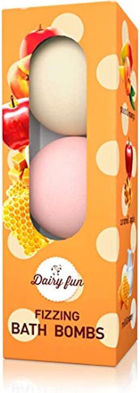 Dairy Fun Fizzing Bath Bombs with Peach & Mango, Caramel Apple, Milk & Honey, 3-Pieces