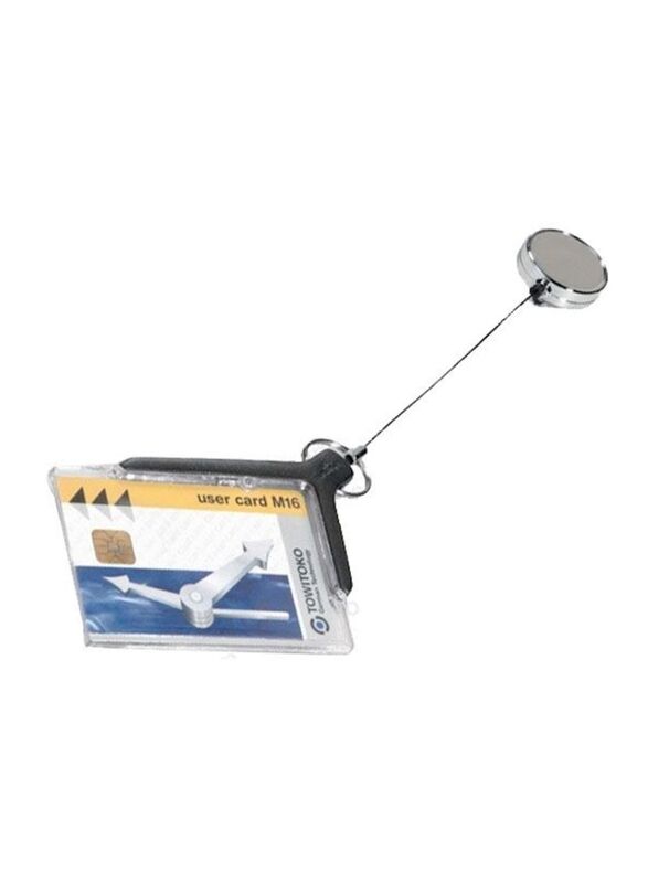 Durable ID Card Holder with Badge Reel and Clip, Clear