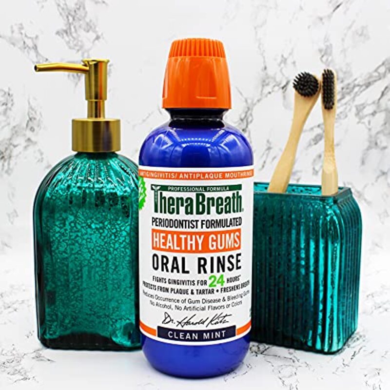 TheraBreaths Periodontist Formulated Healthy Gum Oral Rinse with Clean Mint Flavour, 2 x 16oz