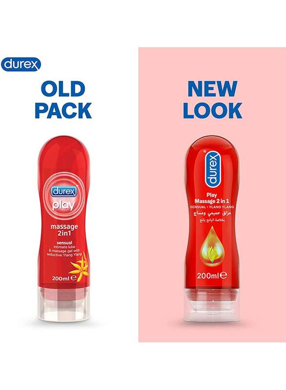 Durex Play Massage 2-in-1 Sensual Ylang Ylang Lubricant, Red, 200ml