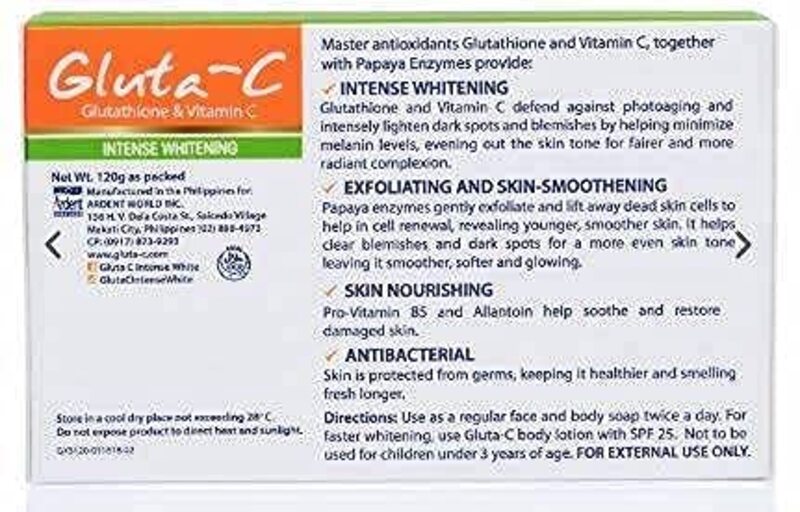 Gluta C Skin Lightening Face and Body Soap with Vitamin C, 135g