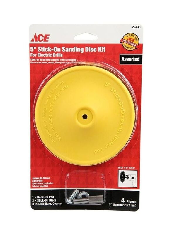Ace Stick On Sanding Disc Kit for Electric Drills, 4 Piece, Multicolour