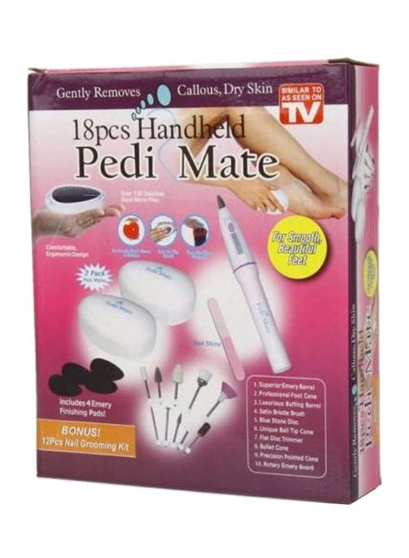Pedi Mate 18-Piece Handheld Professional Pedicure Kit, White