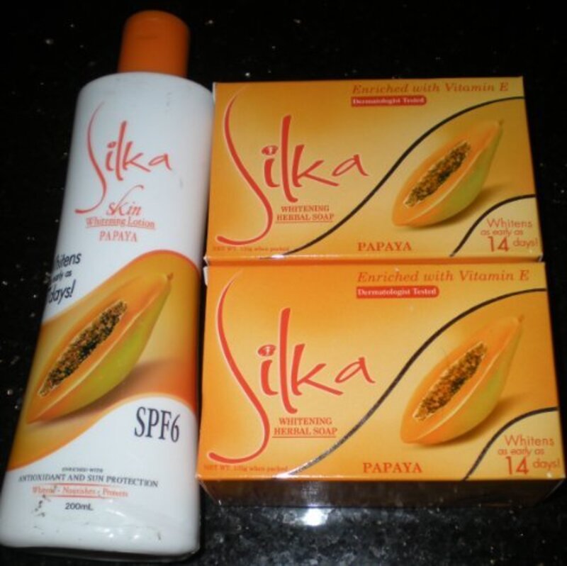 Silka Papaya Soap & Lotion Set for Whitening Anti-Aging, 3-Piece