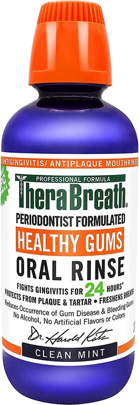 TheraBreaths Periodontist Formulated Healthy Gum Oral Rinse with Clean Mint Flavour, 2 x 16oz