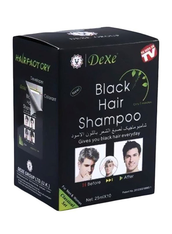 Dexe Black Hair Shampoo, 10 x 25ml