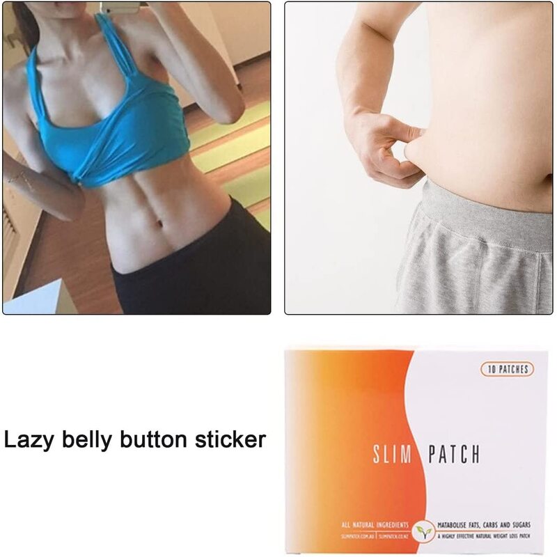 Locational-ae Navel Magnet Sticker with Waterproof Ring Anti-sweat & Skin-friendly Easily Peelable Slim Patch, 10 Patches