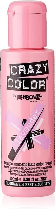 Renbow Crazy Color Semi Permanent Hair Dye Colour Cream, Lavender No.54, 100ml