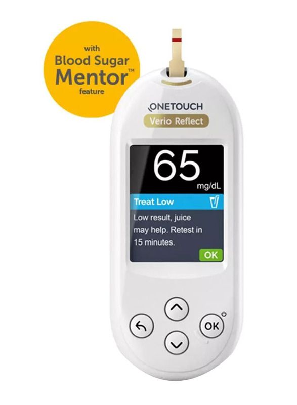 OneTouch Verio Reflect Blood Sugar Monitor with Test Strips and Delica Plus Set, White