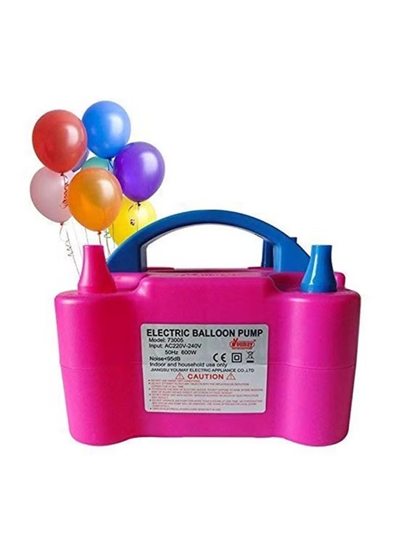 Lightweight Electric Balloon Inflator Pump with 4 Ports, Ages 6+, 21 x 14 x 17cm, Pink/Blue