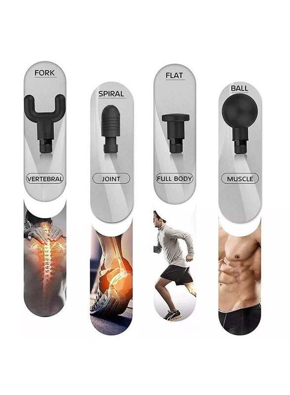 Fitness World Multifunctional Electric Massage Gun, Black, 5 Pieces