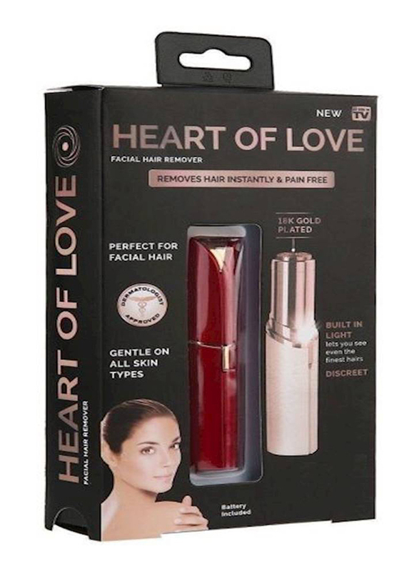 Heart of Love Women's Painless Facial Hair Remover, Red