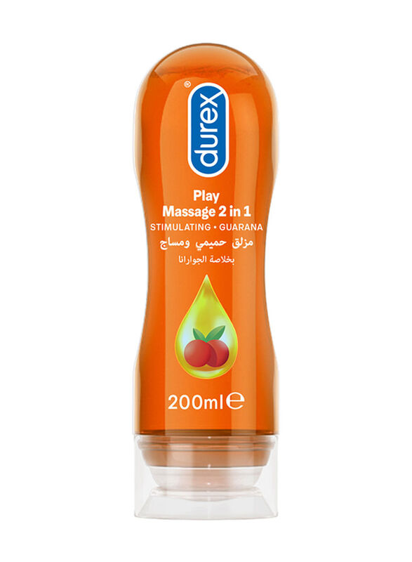 Durex Play Stimultrating Massage 2-in-1 Arousing Guarana Lubricant, Orange, 200ml