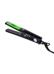 Titanium Plated Heating Base Flat Hair Straightening Iron, Black/Green