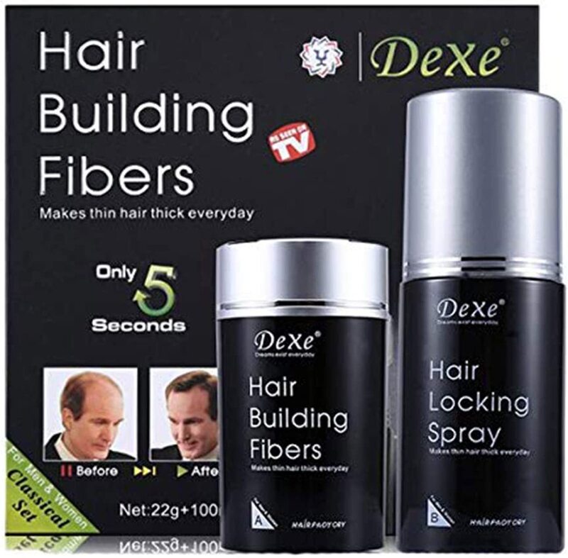 As Seen On Tv Dexe Medium Brown Hair Building Fiber 22g Fiber with 100ml Hair Locking Spray Kit, 2 Piece