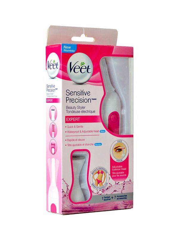 Veet Sensitive Precision Beauty Styler Expert Hair Remover, White/Pink