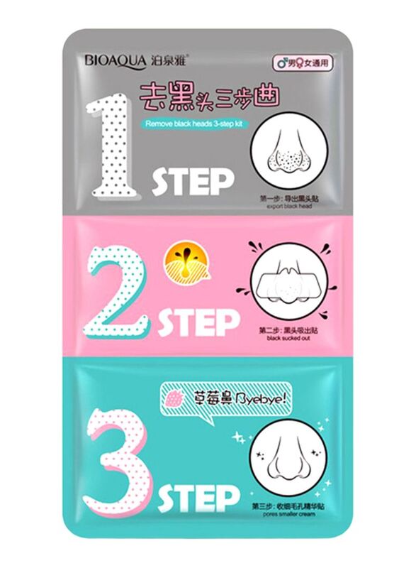 Bioaqua Blackhead Acne Remover Three Steps Nasal Mask, 3 Pieces