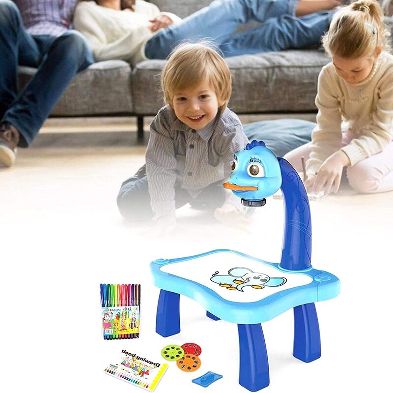 iYep Child Learning Desk with Smart Projector Playset, Ages 3+, Blue
