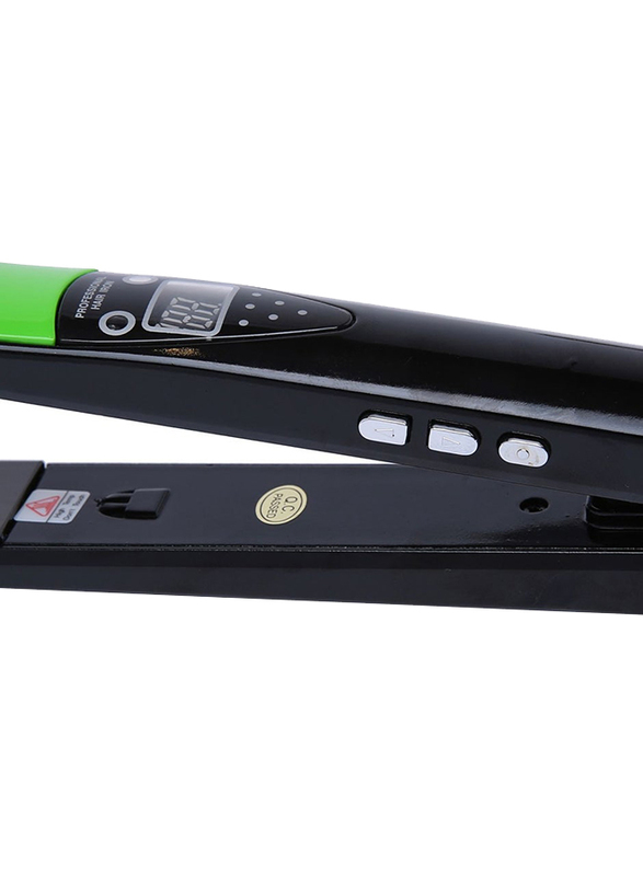 Titanium Plated Heating Base Flat Hair Straightening Iron, Black/Green