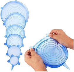 Silicone Stretch Suction Container Lids, 6-Piece, Blue