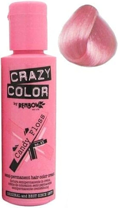 Renbow Crazy Color Semi Permanent Hair Dye Colour Cream, Candy Floss Pink, 100ml