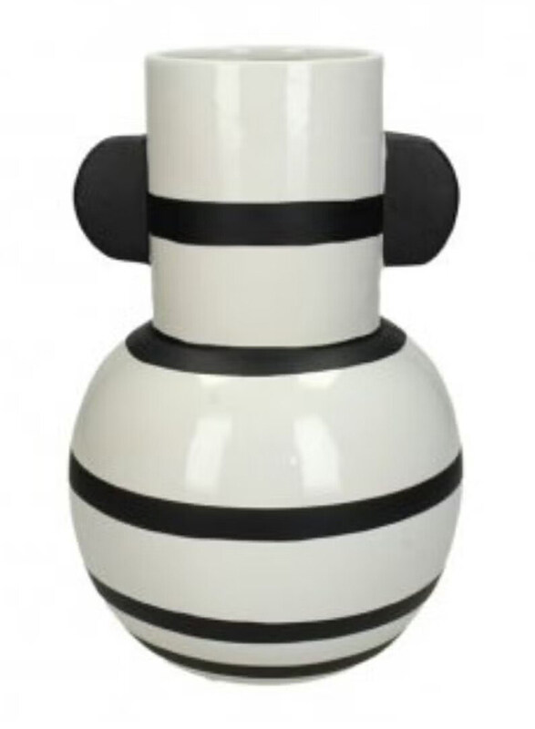 

Generic Ceramic Stripes Fine Earthenware Vase, Black/White